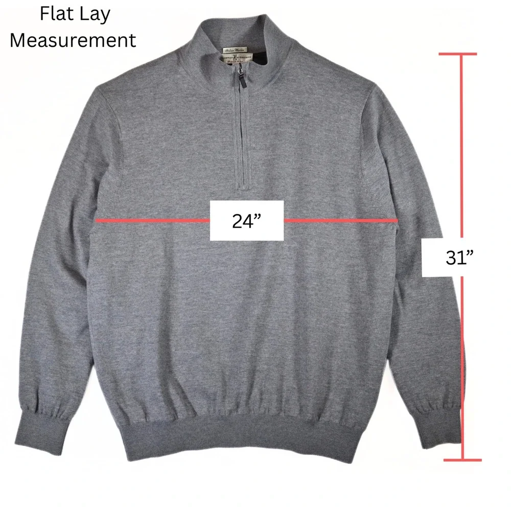 Fairway & Greene Quarter Zip Sweater Mens XL Grey Lined Merino Wool Golf Lexus‎
